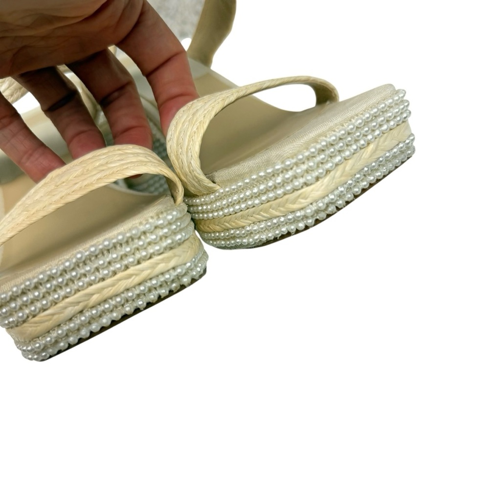 Dolce Vita Cream Braided Pearl-Trim Block Heel Sandal - Picture 13 of 14